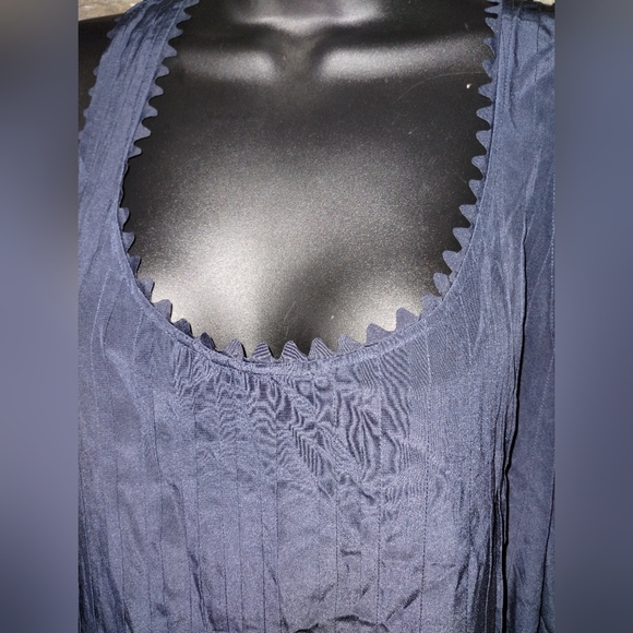 Club Monaco silk dress size 12, so soft beautiful color navy, sleeveless, pleats - Picture 5 of 8